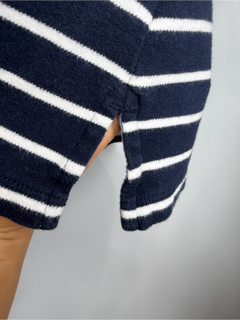 Nautica 100% Cotton Navy & White Striped Roll Sleeve Top Size Large - Picture 8 of 11